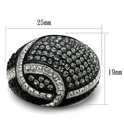 TK1733 - Two-Tone IP Black Stainless Steel Ring with Top Grade Crystal in Black Diamond