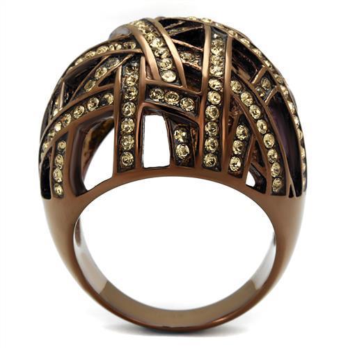 TK1734LC - IP Coffee light Stainless Steel Ring with Top Grade Crystal in Citrine Yellow