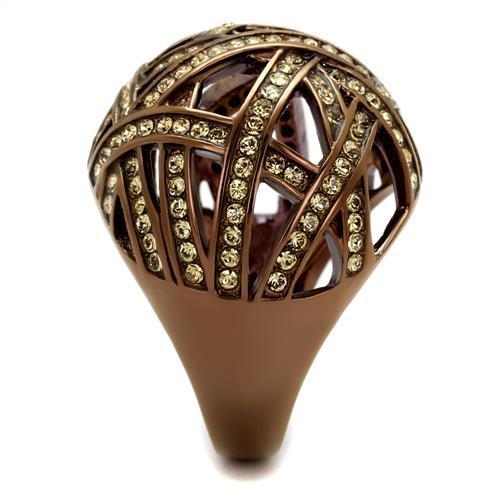 TK1734LC - IP Coffee light Stainless Steel Ring with Top Grade Crystal in Citrine Yellow