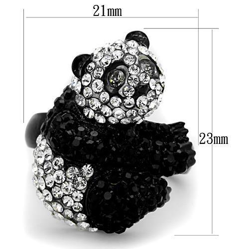 TK1735 - Two-Tone IP Black Stainless Steel Ring with Top Grade Crystal in Black Diamond