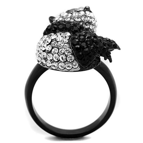 TK1735 - Two-Tone IP Black Stainless Steel Ring with Top Grade Crystal in Black Diamond