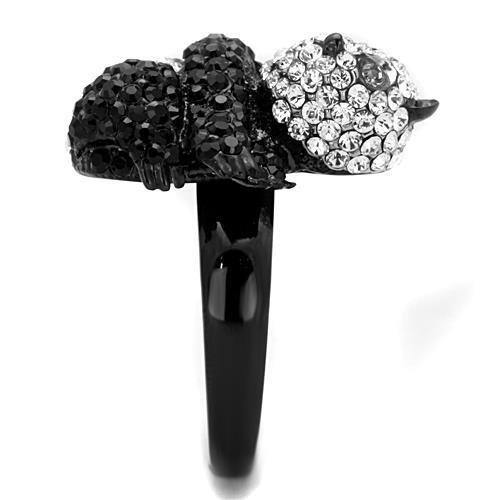 TK1735 - Two-Tone IP Black Stainless Steel Ring with Top Grade Crystal in Black Diamond