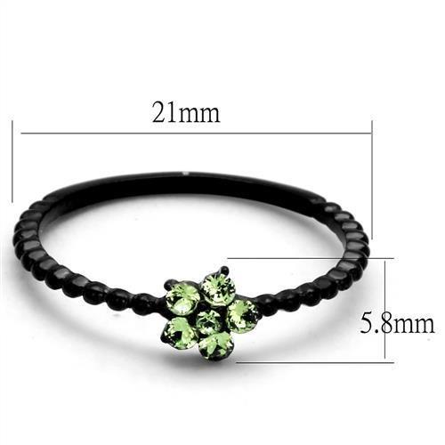 TK1739 - IP Black(Ion Plating) Stainless Steel Ring with Top Grade Crystal in Peridot