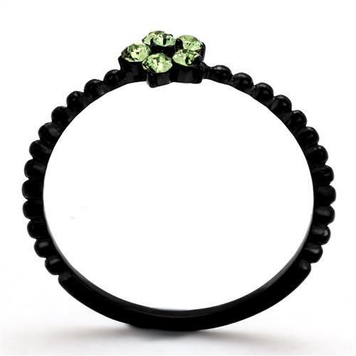 TK1739 - IP Black(Ion Plating) Stainless Steel Ring with Top Grade Crystal in Peridot