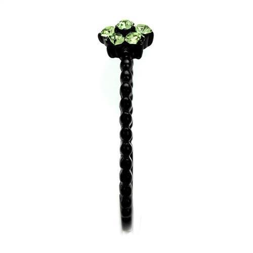 TK1739 - IP Black(Ion Plating) Stainless Steel Ring with Top Grade Crystal in Peridot