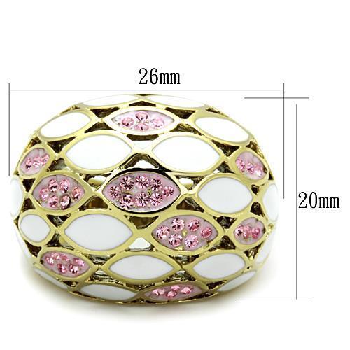 TK1742 - IP Gold(Ion Plating) Stainless Steel Ring with Top Grade Crystal in Light Rose
