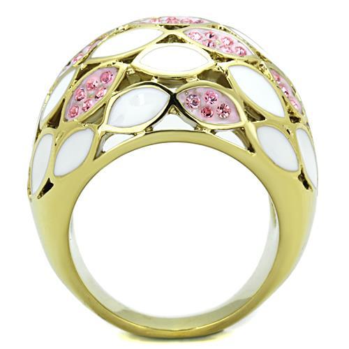 TK1742 - IP Gold(Ion Plating) Stainless Steel Ring with Top Grade Crystal in Light Rose