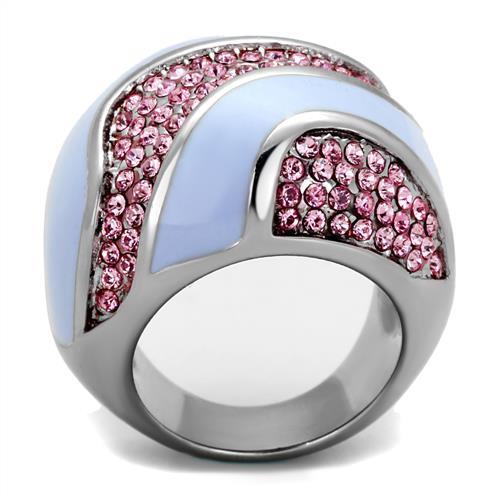 TK1744 - High polished (no plating) Stainless Steel Ring with Top Grade Crystal in Light Rose