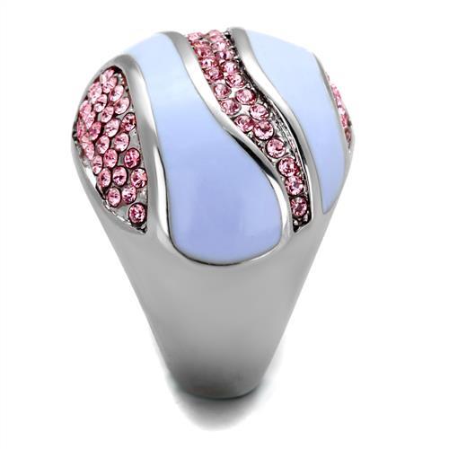 TK1744 - High polished (no plating) Stainless Steel Ring with Top Grade Crystal in Light Rose