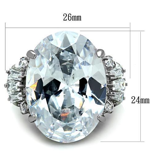 TK1747 - High polished (no plating) Stainless Steel Ring with AAA Grade CZ in Clear