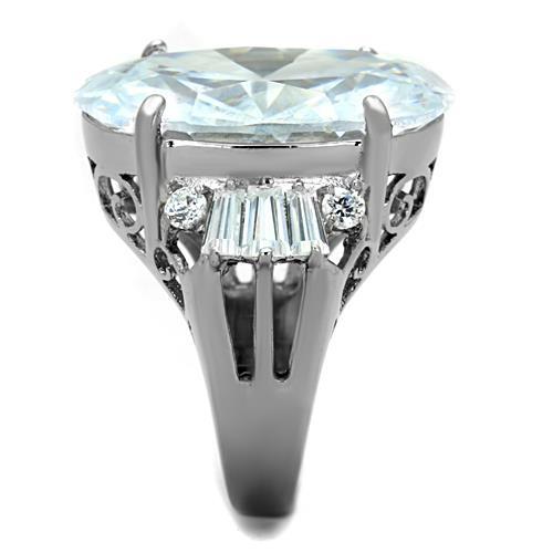 TK1747 - High polished (no plating) Stainless Steel Ring with AAA Grade CZ in Clear
