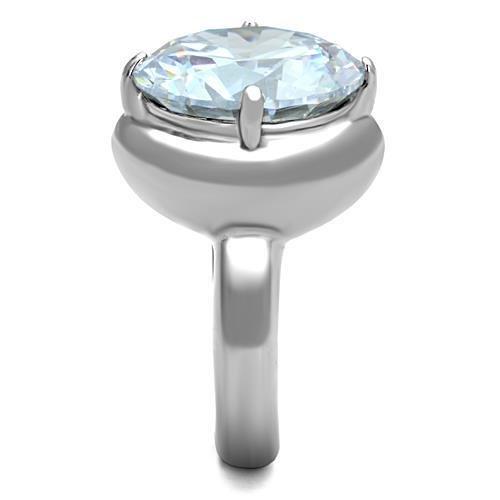 TK1749 - High polished (no plating) Stainless Steel Ring with AAA Grade CZ in Clear