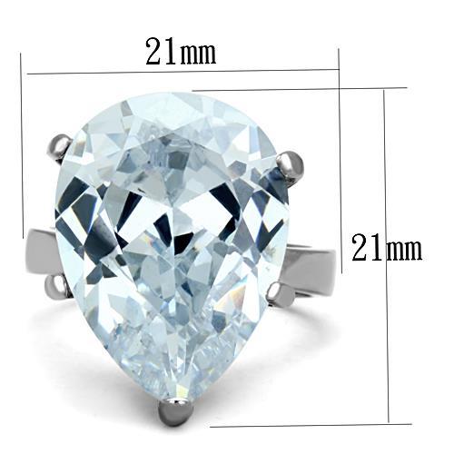 TK1750 - High polished (no plating) Stainless Steel Ring with AAA Grade CZ in Clear