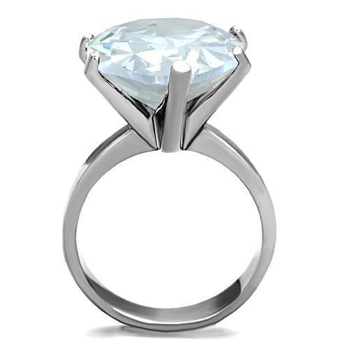 TK1750 - High polished (no plating) Stainless Steel Ring with AAA Grade CZ in Clear