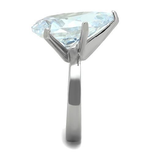 TK1750 - High polished (no plating) Stainless Steel Ring with AAA Grade CZ in Clear