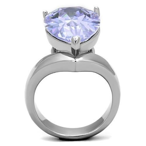 TK1755 - High polished (no plating) Stainless Steel Ring with AAA Grade CZ in Light Amethyst