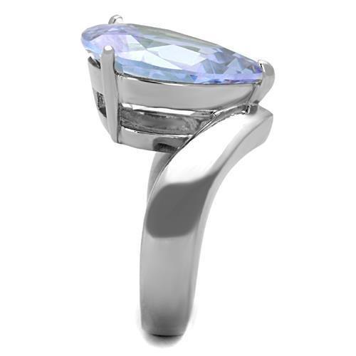 TK1755 - High polished (no plating) Stainless Steel Ring with AAA Grade CZ in Light Amethyst