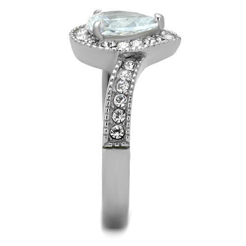 TK1759 - High polished (no plating) Stainless Steel Ring with AAA Grade CZ in Clear