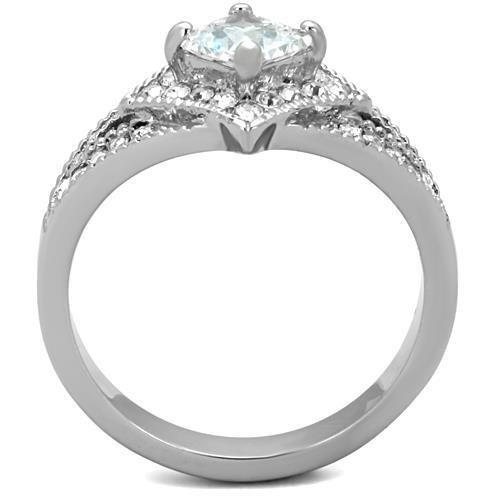 TK1760 - High polished (no plating) Stainless Steel Ring with AAA Grade CZ in Clear