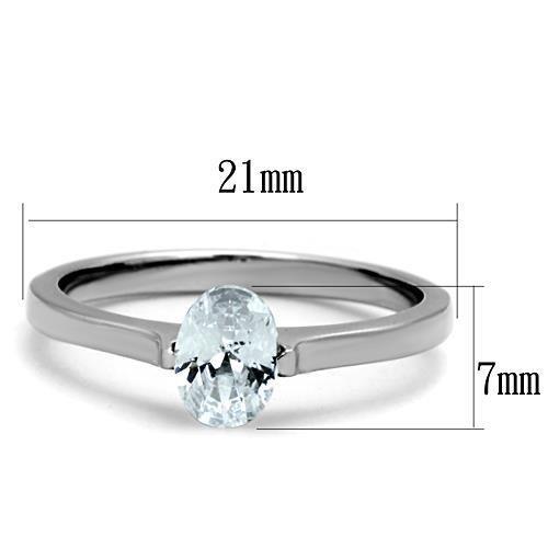 TK1762 - High polished (no plating) Stainless Steel Ring with AAA Grade CZ in Clear