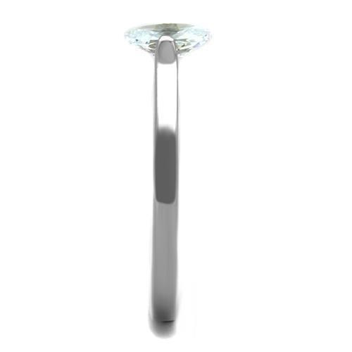 TK1762 - High polished (no plating) Stainless Steel Ring with AAA Grade CZ in Clear