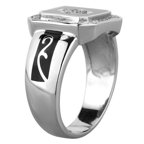 TK1766 - High polished (no plating) Stainless Steel Ring with AAA Grade CZ in Clear