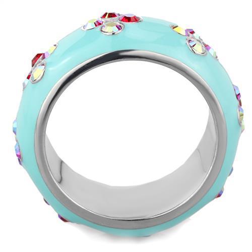 TK1768 - High polished (no plating) Stainless Steel Ring with Top Grade Crystal in Light Rose