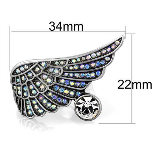 TK1769 - High polished (no plating) Stainless Steel Ring with Top Grade Crystal in Clear