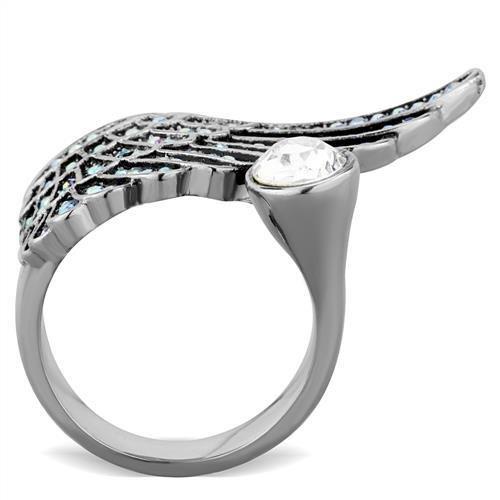 TK1769 - High polished (no plating) Stainless Steel Ring with Top Grade Crystal in Clear