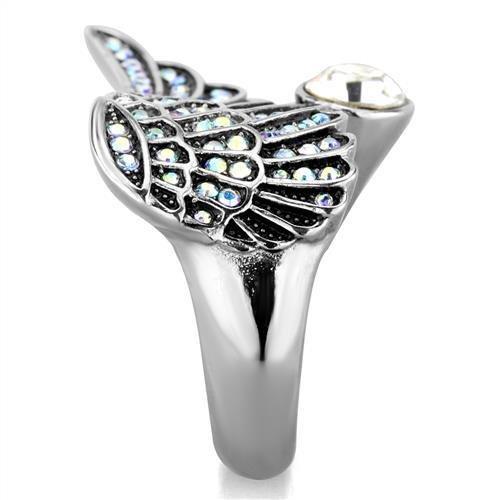 TK1769 - High polished (no plating) Stainless Steel Ring with Top Grade Crystal in Clear