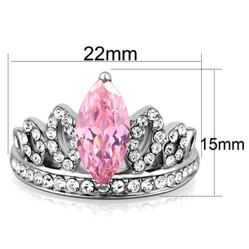 TK1771 - High polished (no plating) Stainless Steel Ring with AAA Grade CZ in Rose