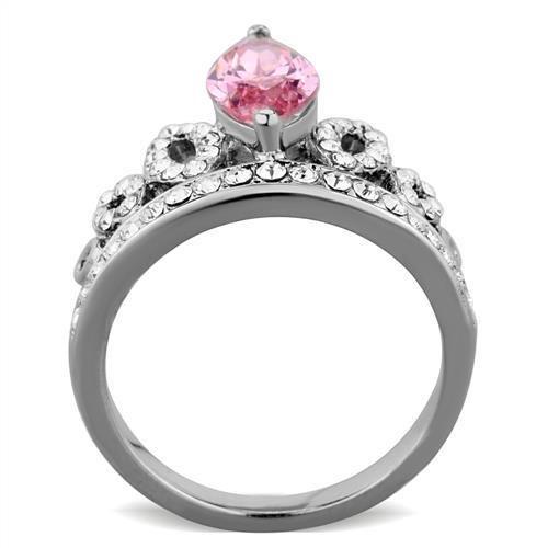 TK1771 - High polished (no plating) Stainless Steel Ring with AAA Grade CZ in Rose
