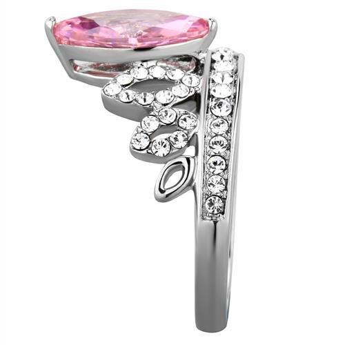 TK1771 - High polished (no plating) Stainless Steel Ring with AAA Grade CZ in Rose