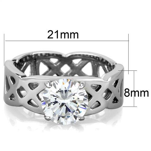 TK1772 - High polished (no plating) Stainless Steel Ring with AAA Grade CZ in Clear