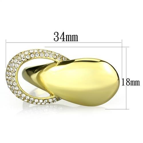 TK1782 - IP Gold(Ion Plating) Stainless Steel Ring with Top Grade Crystal in Clear