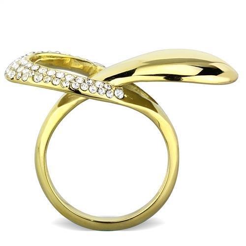 TK1782 - IP Gold(Ion Plating) Stainless Steel Ring with Top Grade Crystal in Clear