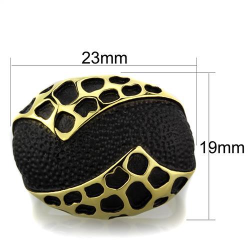 TK1784 - IP Gold(Ion Plating) Stainless Steel Ring with Epoxy in Jet