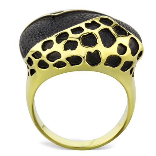 TK1784 - IP Gold(Ion Plating) Stainless Steel Ring with Epoxy in Jet