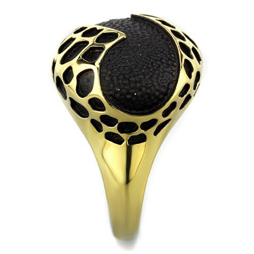 TK1784 - IP Gold(Ion Plating) Stainless Steel Ring with Epoxy in Jet