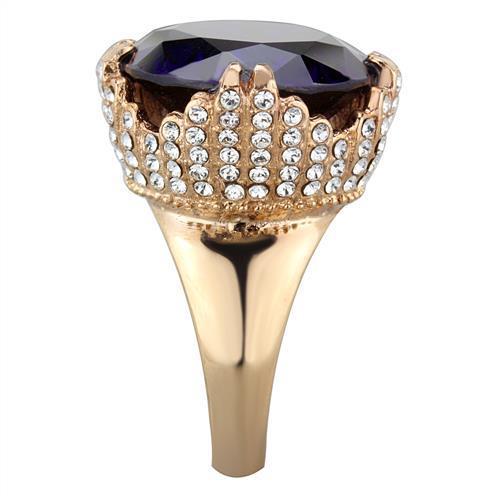 TK1786 - IP Rose Gold(Ion Plating) Stainless Steel Ring with AAA Grade CZ in Amethyst