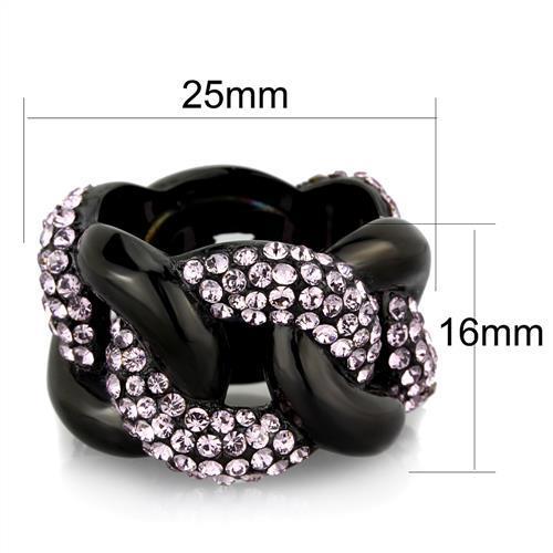 TK1787 - IP Black(Ion Plating) Stainless Steel Ring with Top Grade Crystal in Light Amethyst