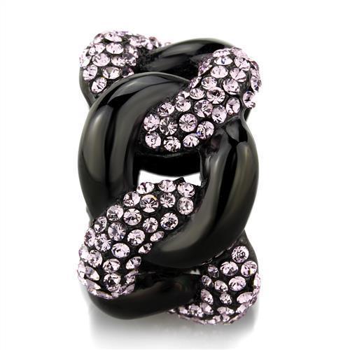 TK1787 - IP Black(Ion Plating) Stainless Steel Ring with Top Grade Crystal in Light Amethyst