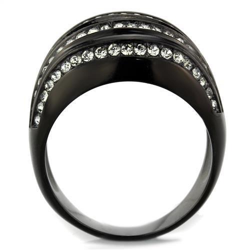 TK1789 - IP Black(Ion Plating) Stainless Steel Ring with Top Grade Crystal in Black Diamond