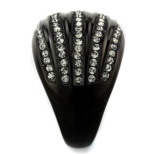 TK1789 - IP Black(Ion Plating) Stainless Steel Ring with Top Grade Crystal in Black Diamond