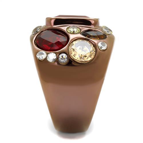 TK1790LC - IP Coffee light Stainless Steel Ring with AAA Grade CZ in Ruby