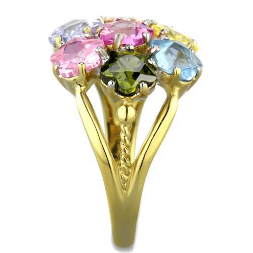 TK1791 - Two-Tone IP Gold (Ion Plating) Stainless Steel Ring with Assorted in Multi Color