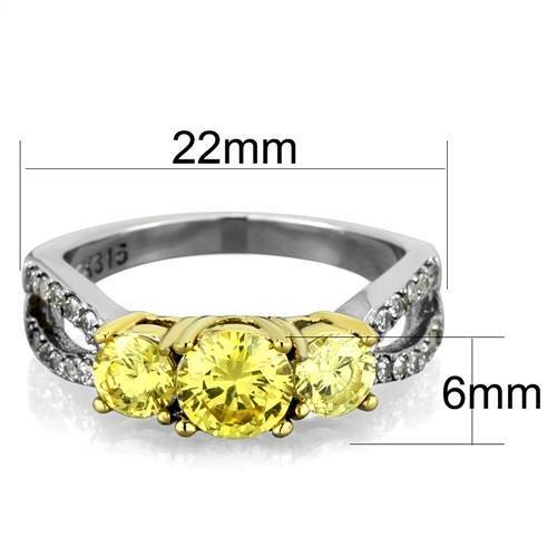 TK1795 - Two-Tone IP Gold (Ion Plating) Stainless Steel Ring with AAA Grade CZ in Topaz