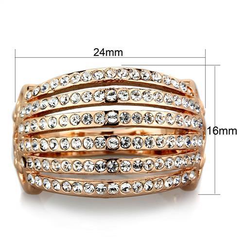 TK1797 - IP Rose Gold(Ion Plating) Stainless Steel Ring with Top Grade Crystal in Clear