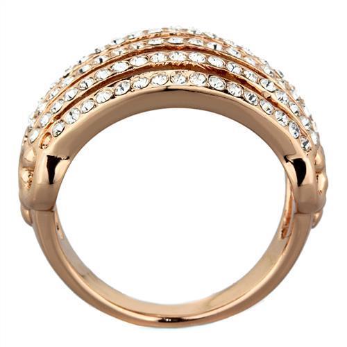 TK1797 - IP Rose Gold(Ion Plating) Stainless Steel Ring with Top Grade Crystal in Clear