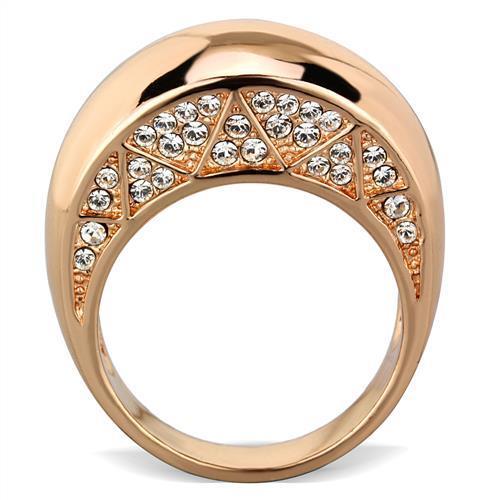 TK1798 - IP Rose Gold(Ion Plating) Stainless Steel Ring with Top Grade Crystal in Clear